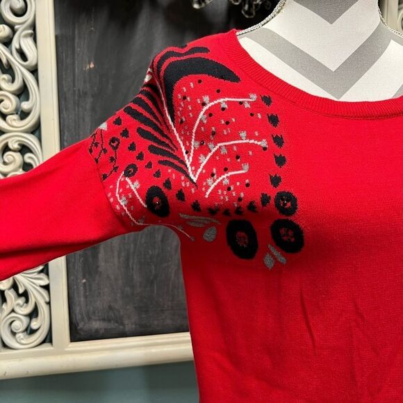 Cynthia Rowley Red Crew Neck Sweater - Picture 2 of 8